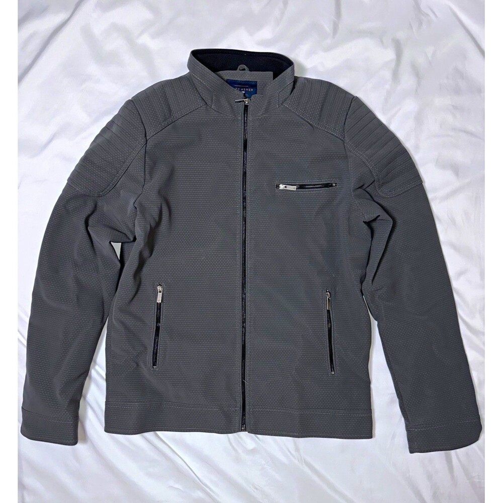 Marc Asher Men's Full Zip Stand-Up Collar Jacket w/ Zipped Pockets S Gray